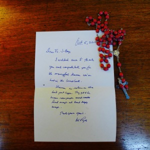 I received a note from Mr. Onofre Pagsanghan after launching with a mass, the Month of the Rosary. 7 October 2015